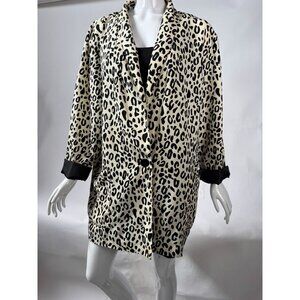 Vintage Kensington Square XL Leopard Print Blazer Jacket Made In USA